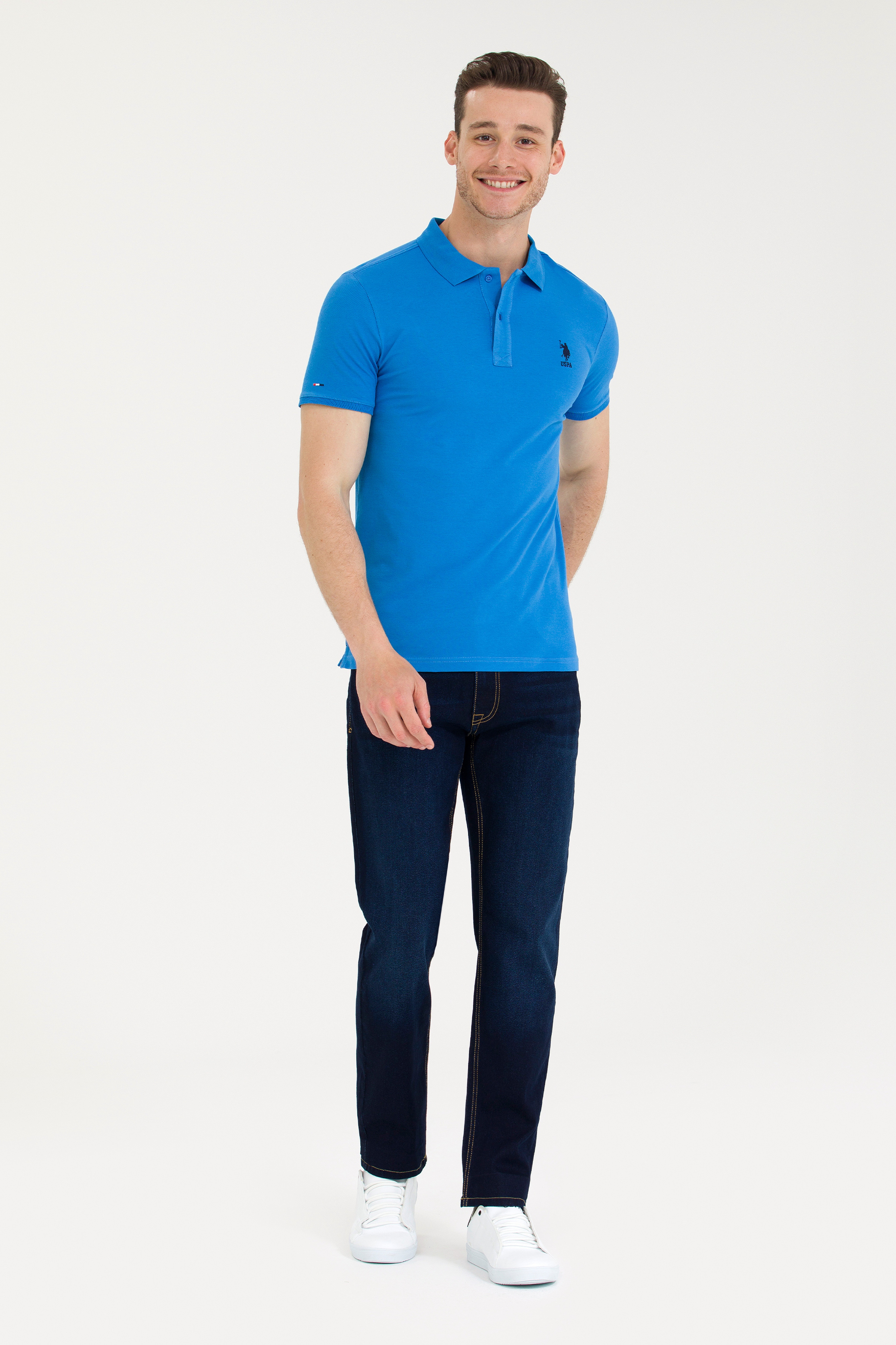 Erkek Saks Basic Polo Yaka Tişört - Image 4
