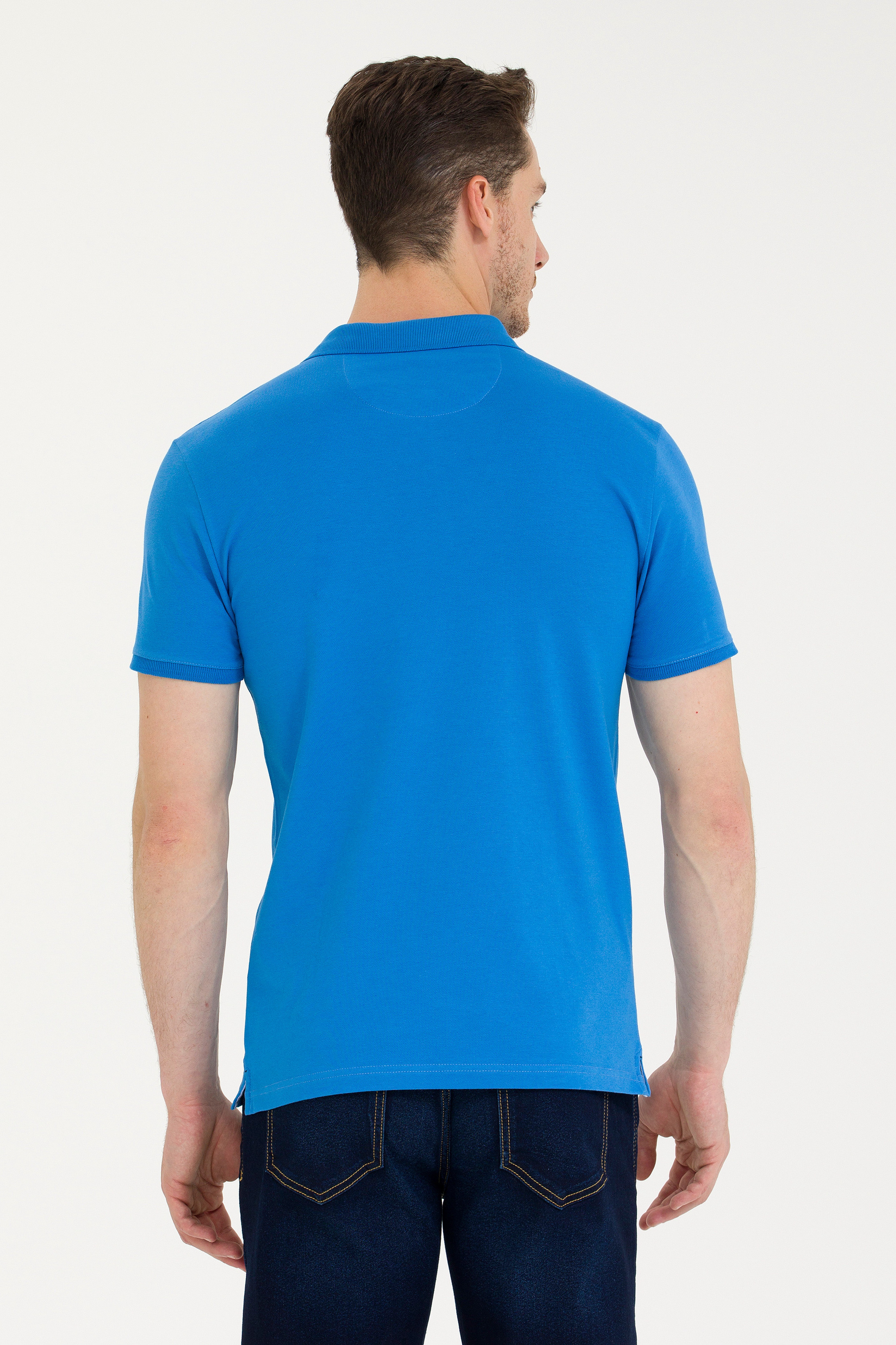 Erkek Saks Basic Polo Yaka Tişört - Image 5