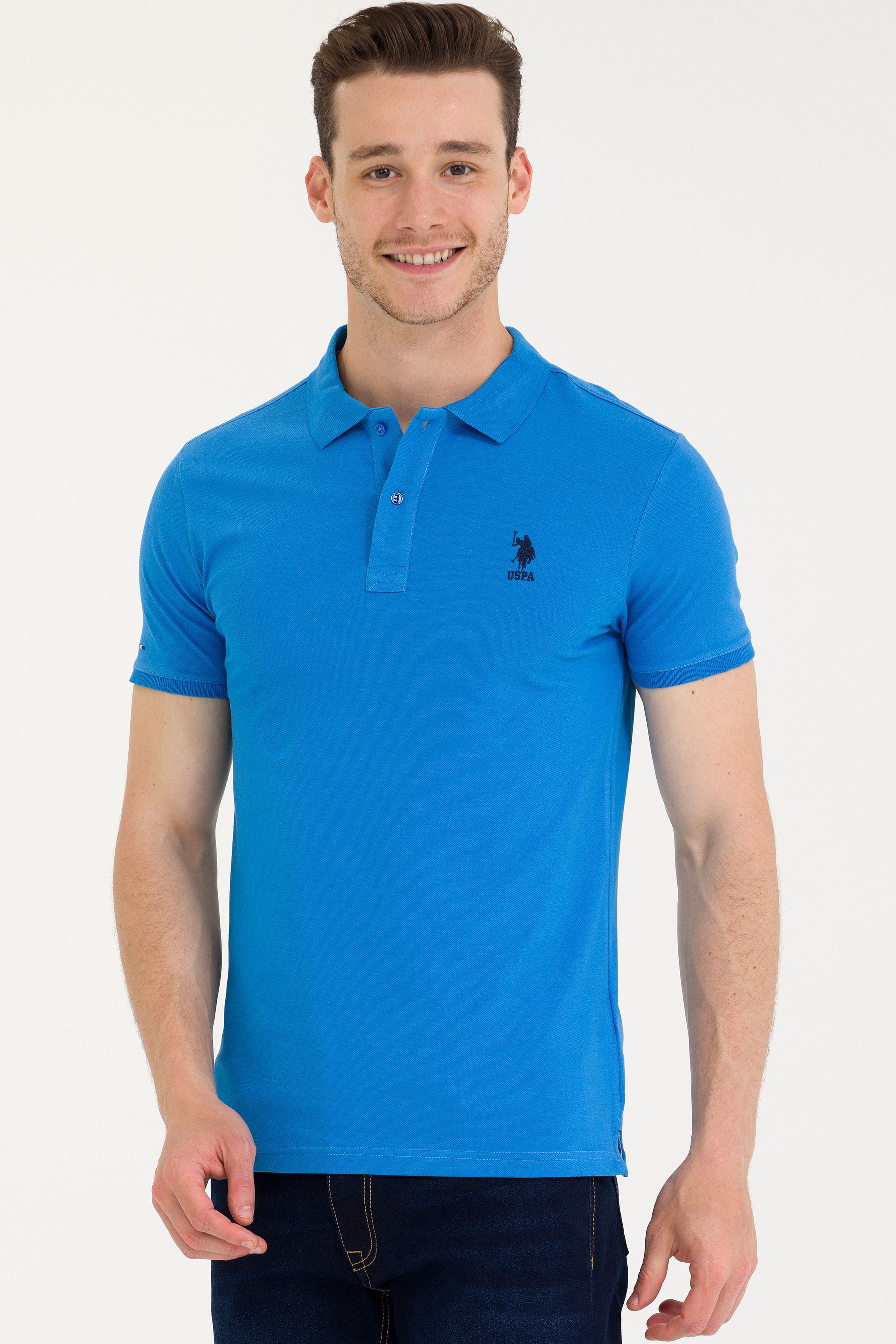 Erkek Saks Basic Polo Yaka Tişört - Image 3