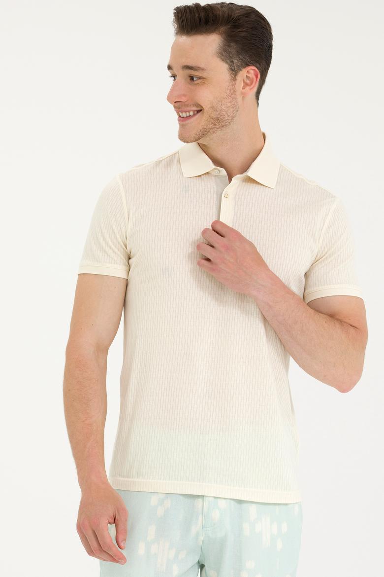 Erkek Krem Polo Yaka Tişört - 50263350024