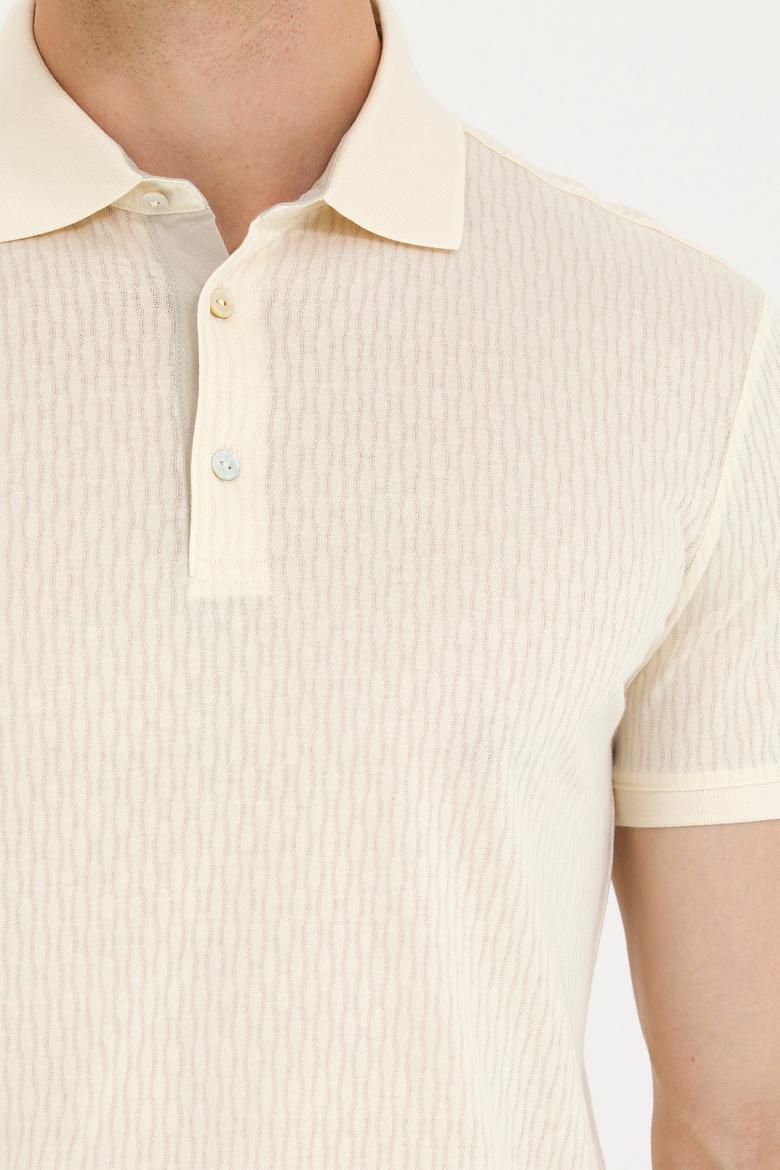 Erkek Krem Polo Yaka Tişört - 50263350024