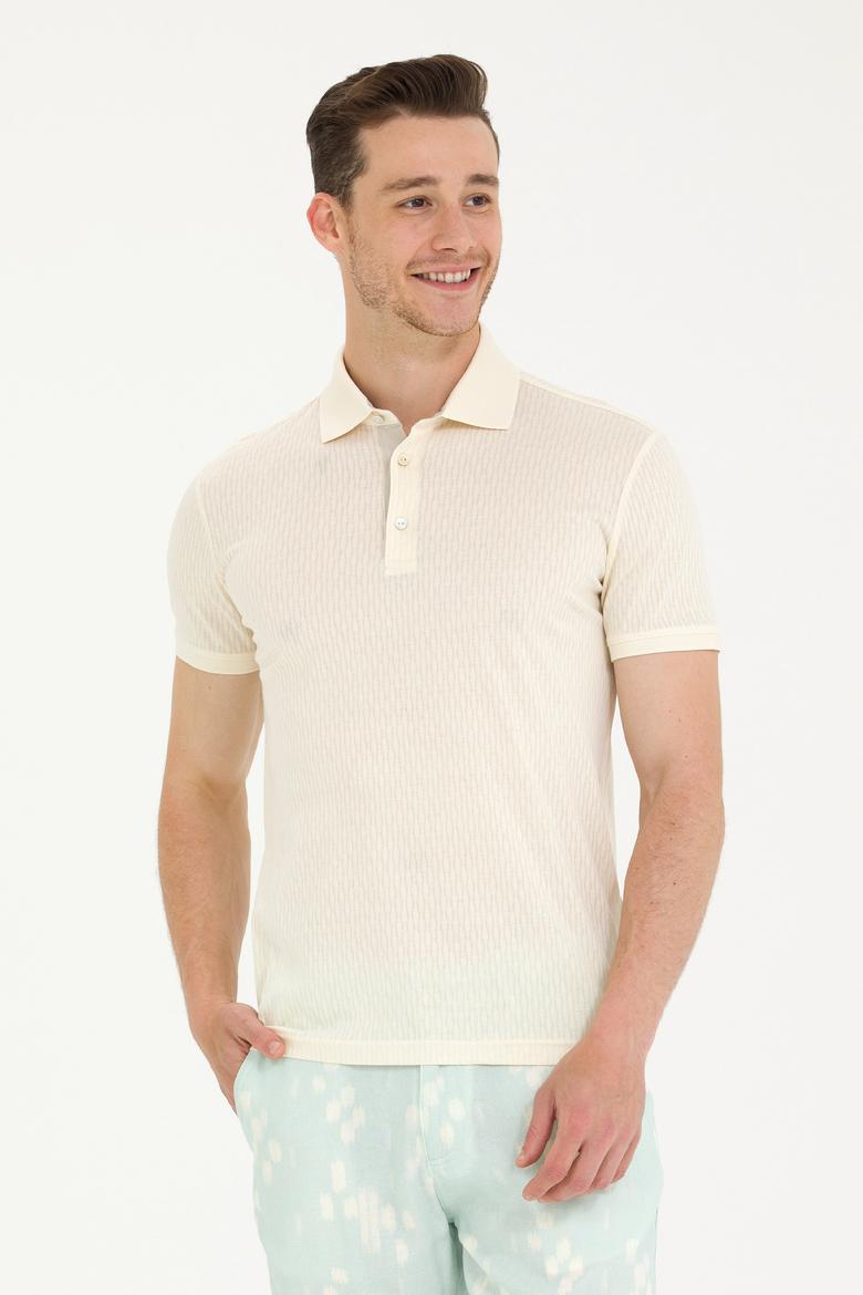 Erkek Krem Polo Yaka Tişört