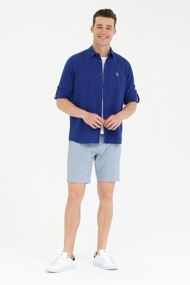 Erkek Mavi Dokuma Şort