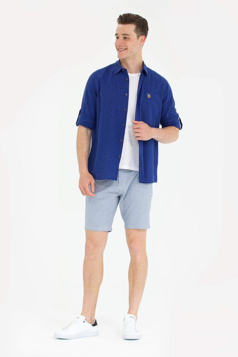 Erkek Mavi Dokuma Şort - 50263829011