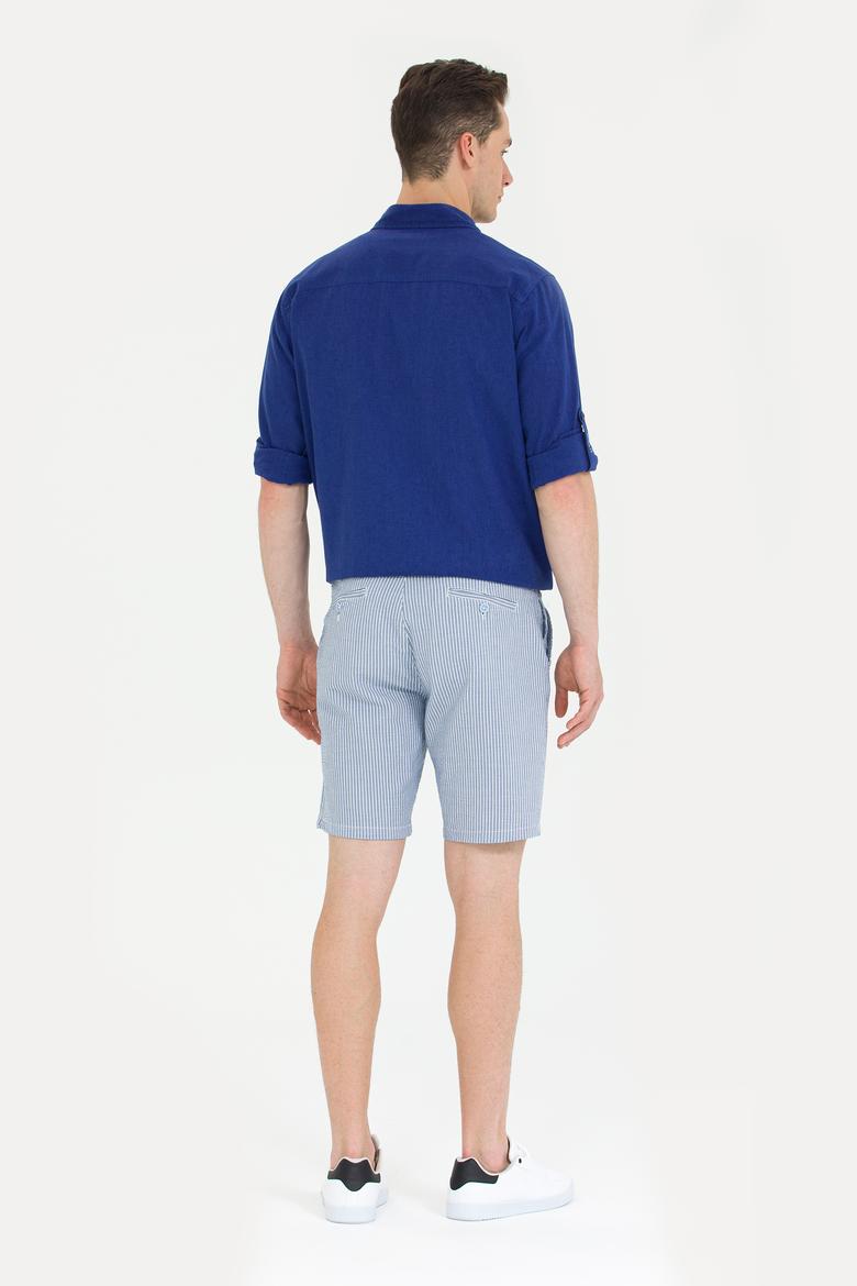 Erkek Mavi Dokuma Şort - 50263829011