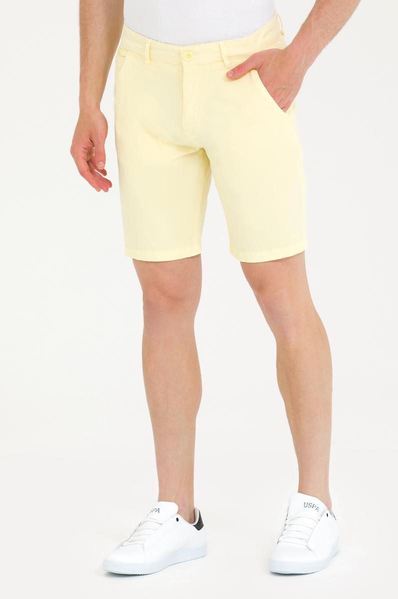 Erkek Açık Sarı Dokuma Şort