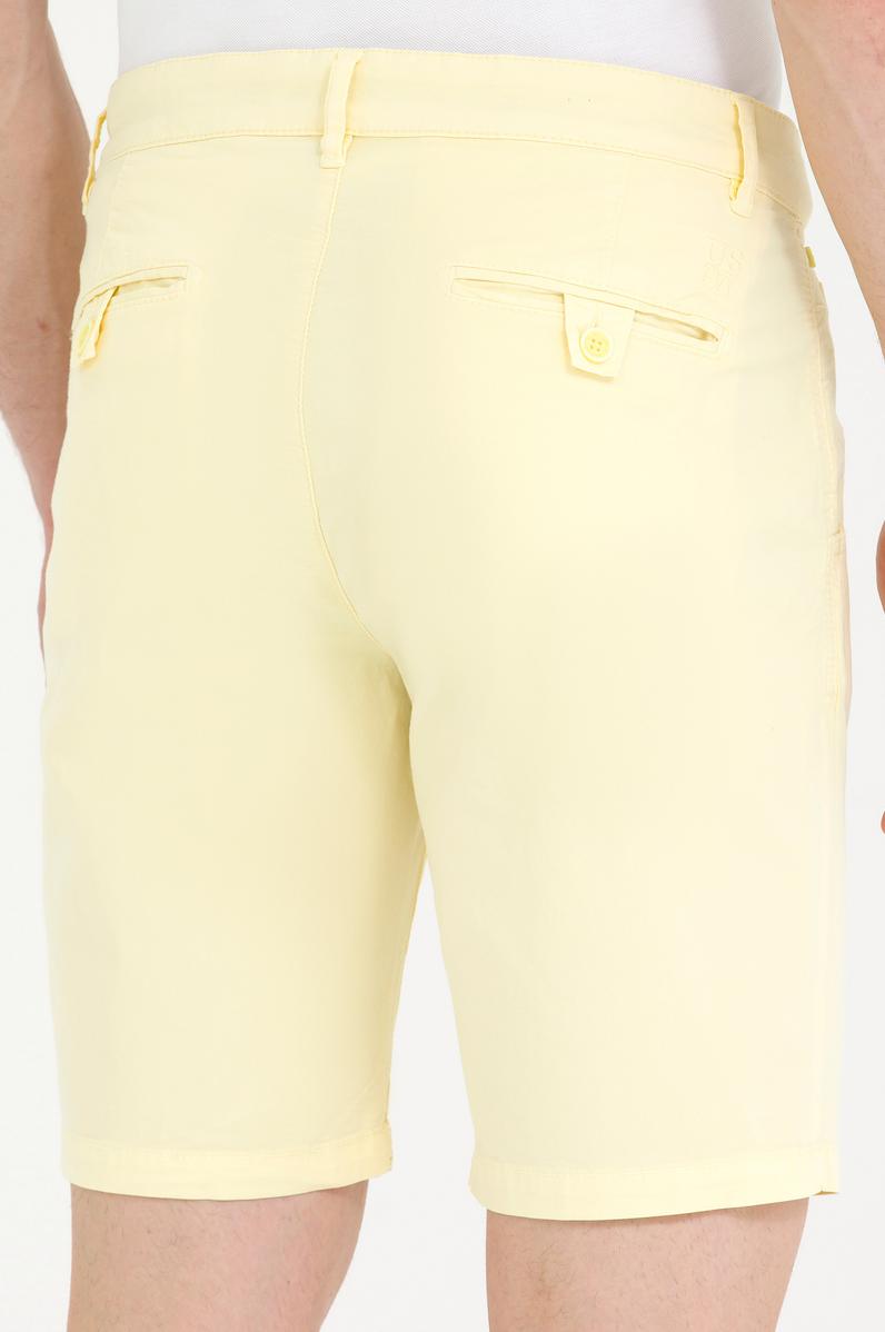 Erkek Açık Sarı Dokuma Şort