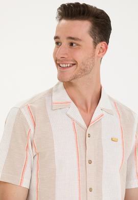 Erkek Camel Kısa Kollu Gömlek - 50263670008