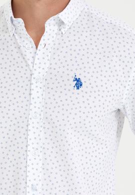 Erkek Saks Baskılı Beyaz Gömlek - 50265620018