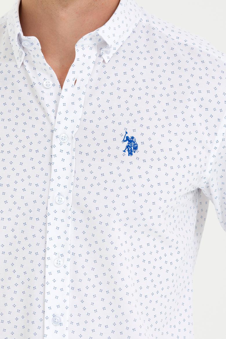 Erkek Saks Baskılı Beyaz Gömlek - 50265620018