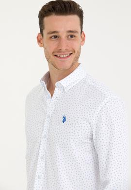 Erkek Saks Baskılı Beyaz Gömlek - 50265620010