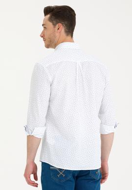 Erkek Saks Baskılı Beyaz Gömlek - 50265620018
