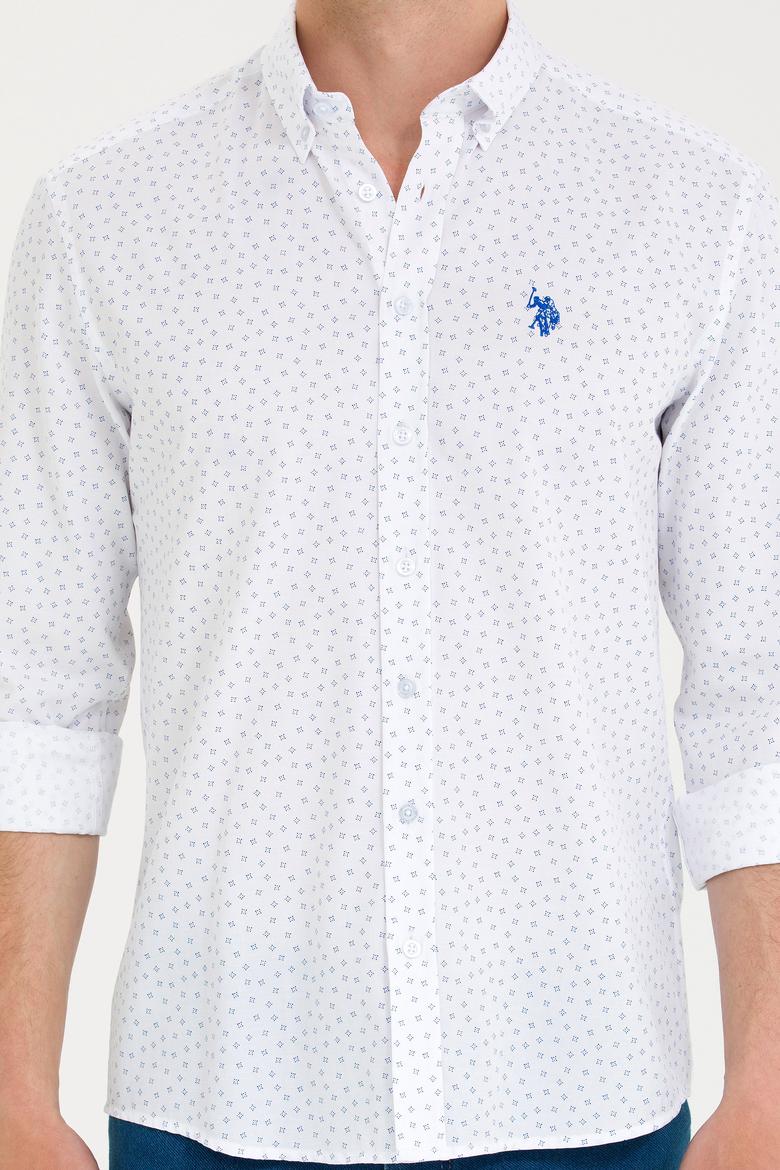 Erkek Saks Baskılı Beyaz Gömlek - 50265620018