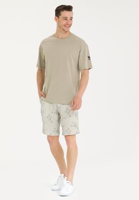 Erkek Haki Oversize Bisiklet Yaka Tişört - 50264917038