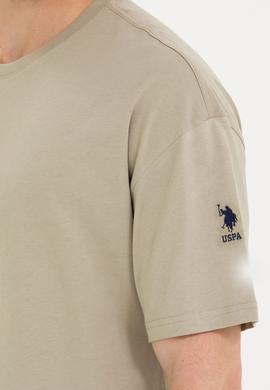 Erkek Haki Oversize Bisiklet Yaka Tişört - 50264917038