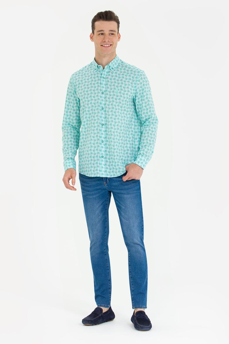 Erkek Mint Uzun Kollu Gömlek - 50263880023