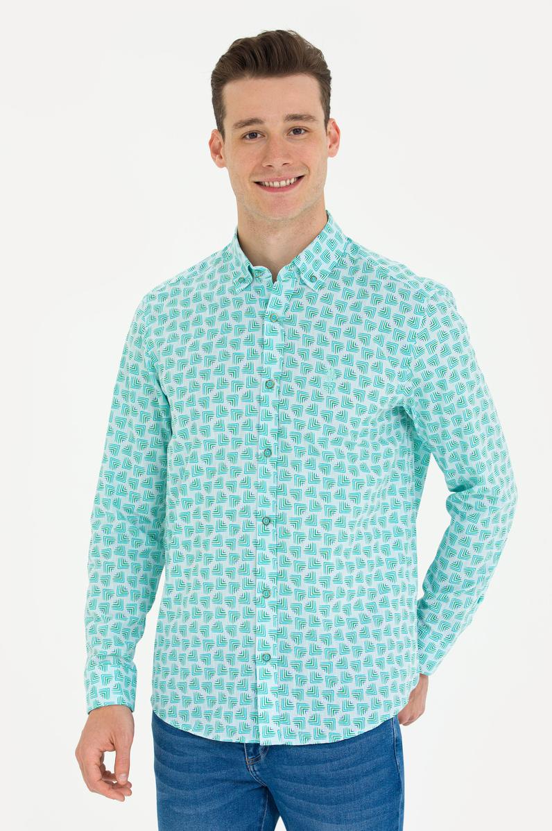 Erkek Mint Uzun Kollu Gömlek
