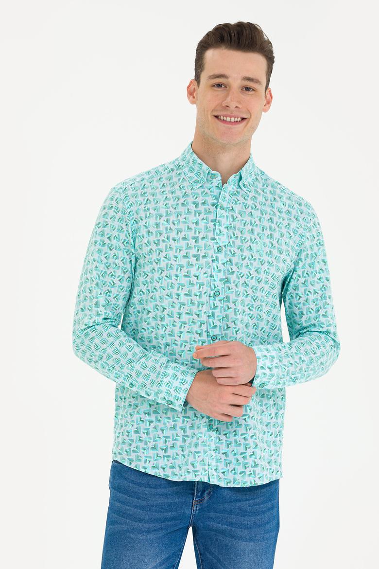 Erkek Mint Uzun Kollu Gömlek - 50263880023