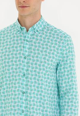 Erkek Mint Uzun Kollu Gömlek - 50263880025