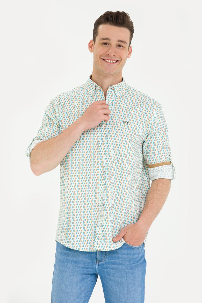 Erkek Mint Uzun Kollu Gömlek