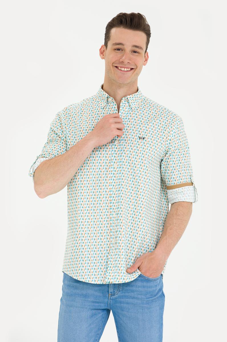 Erkek Mint Uzun Kollu Gömlek