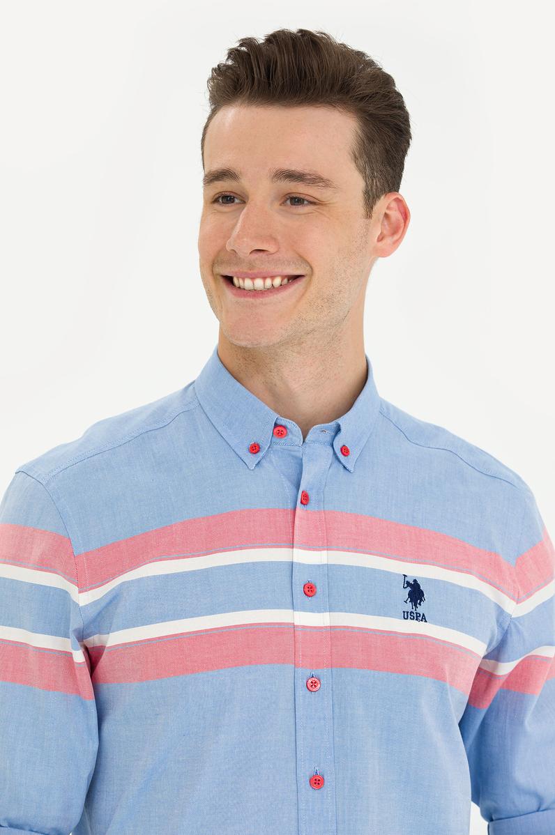 Erkek Mavi Uzun Kollu Gömlek