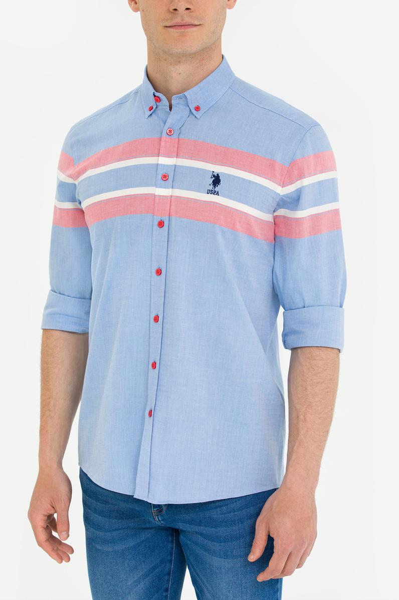 Erkek Mavi Uzun Kollu Gömlek