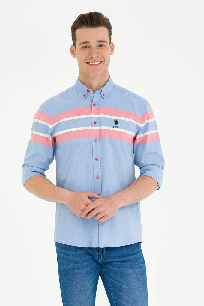 Erkek Mavi Uzun Kollu Gömlek