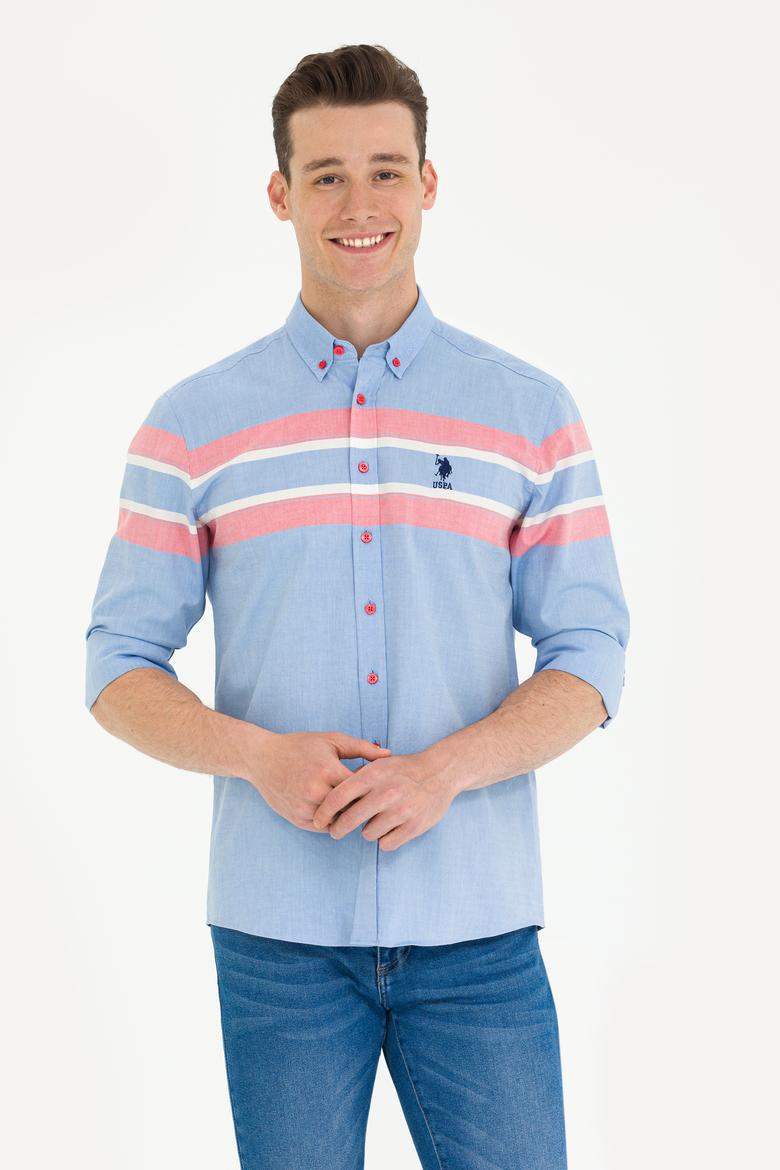 Erkek Mavi Uzun Kollu Gömlek