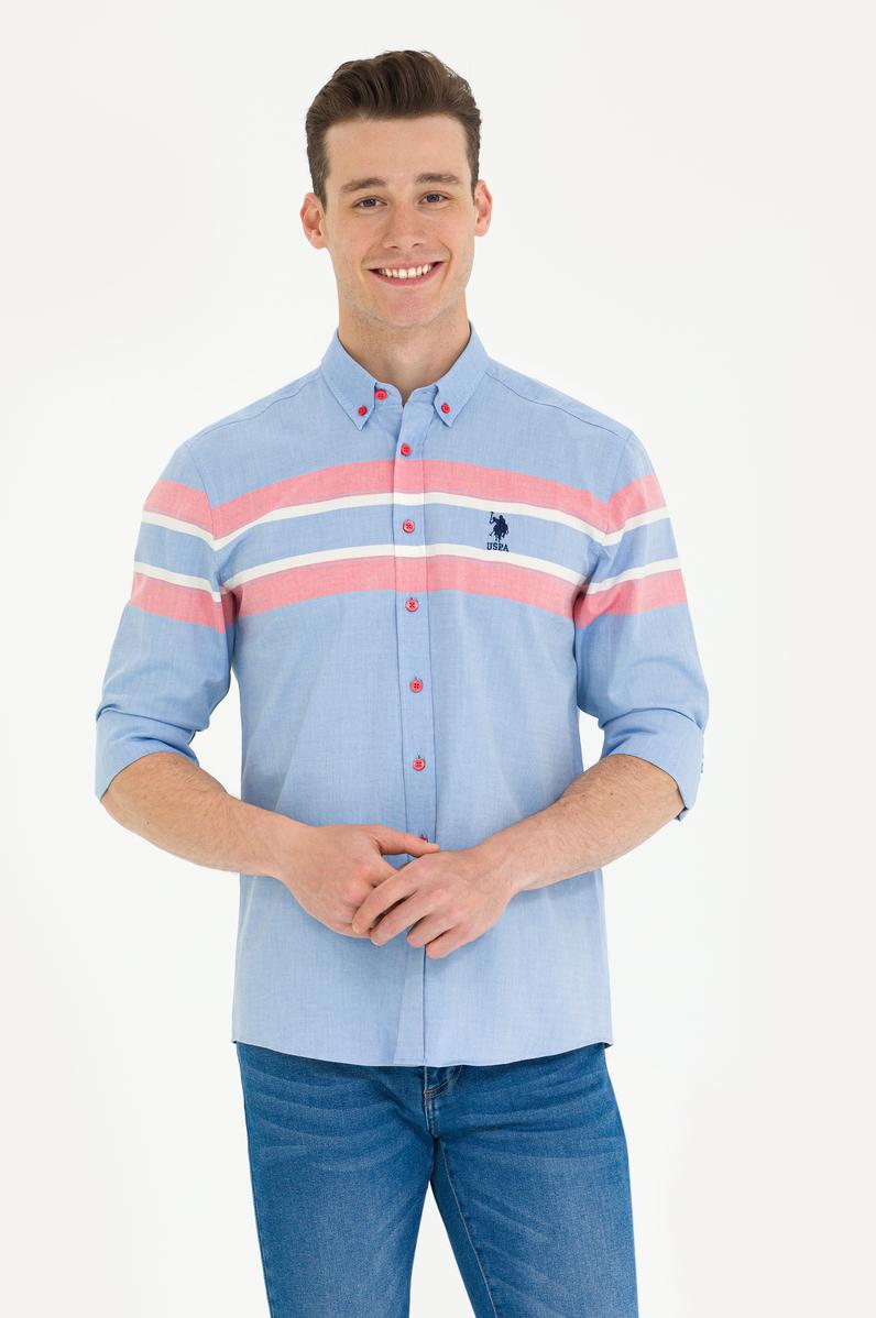 Erkek Mavi Uzun Kollu Gömlek