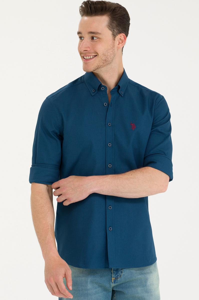 Erkek Lacivert Uzun Kollu Gömlek