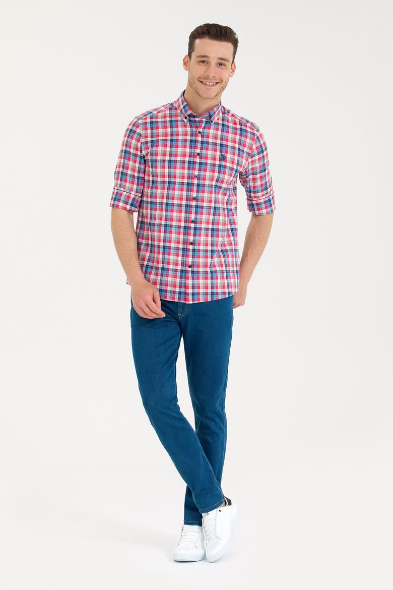 Erkek Kareli Kırmızı Gömlek - 50266124010