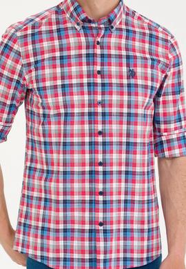 Erkek Kareli Kırmızı Gömlek - 50266124010