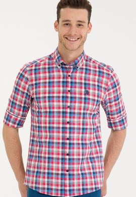 Erkek Kareli Kırmızı Gömlek - 50266124010