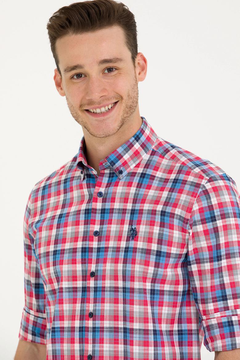 Erkek Kareli Kırmızı Gömlek - 50266124010