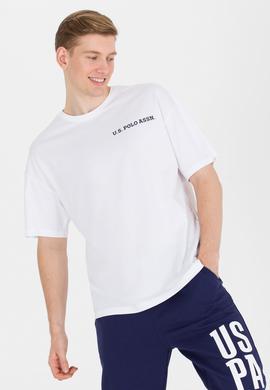 Erkek Beyaz Oversize Bisiklet Yaka Tişört - 50264919020