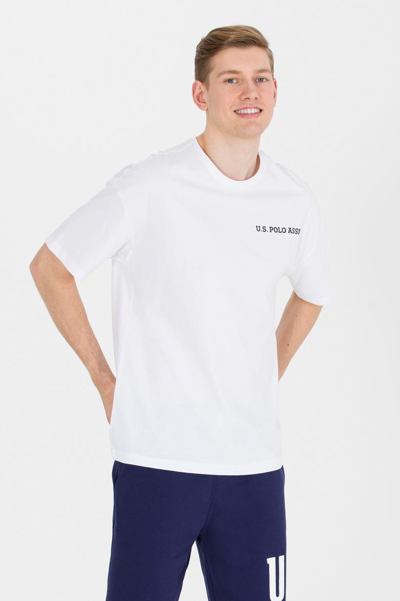 Erkek Beyaz Oversize Bisiklet Yaka Tişört - 50264919020