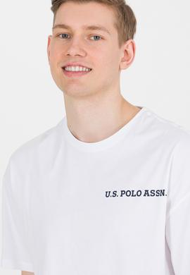 Erkek Beyaz Oversize Bisiklet Yaka Tişört - 50264919020