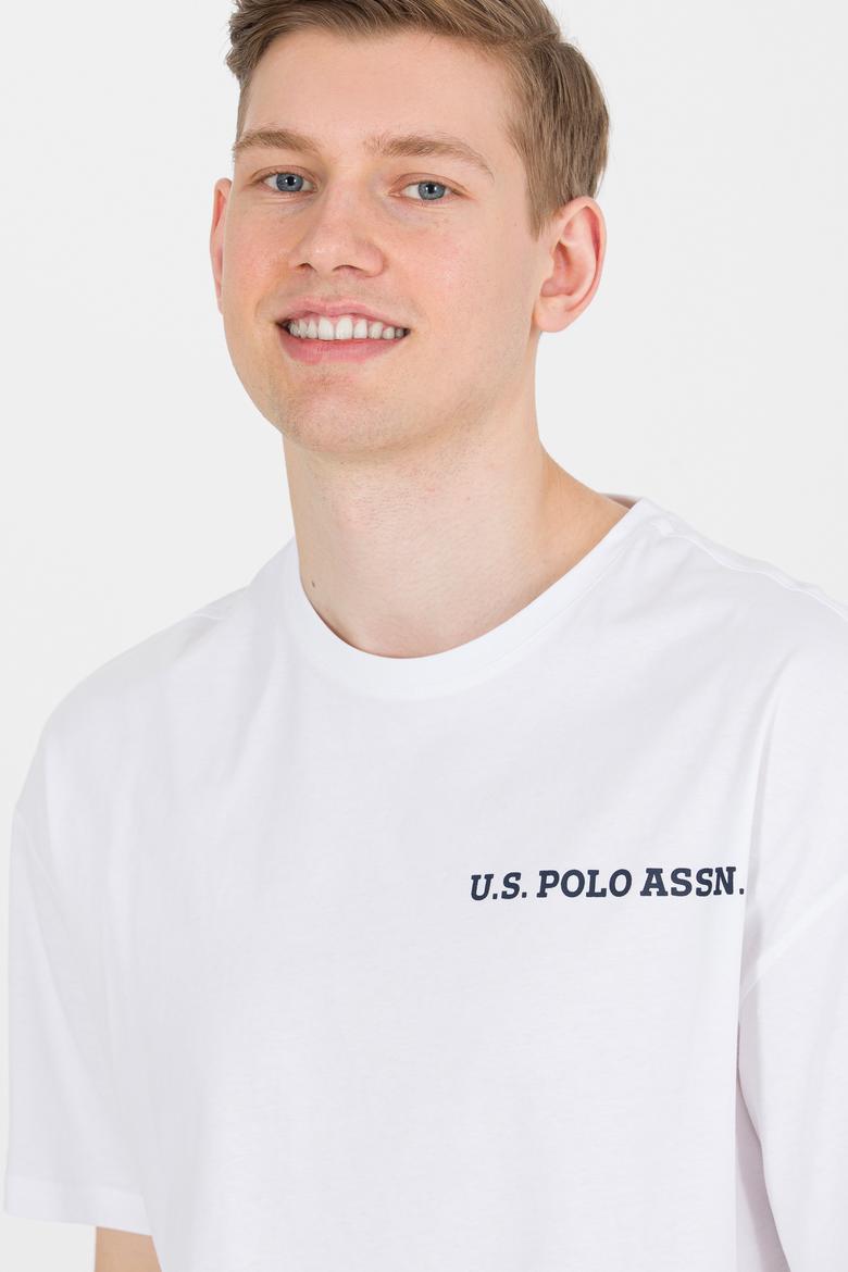 Erkek Beyaz Oversize Bisiklet Yaka Tişört - 50264919020