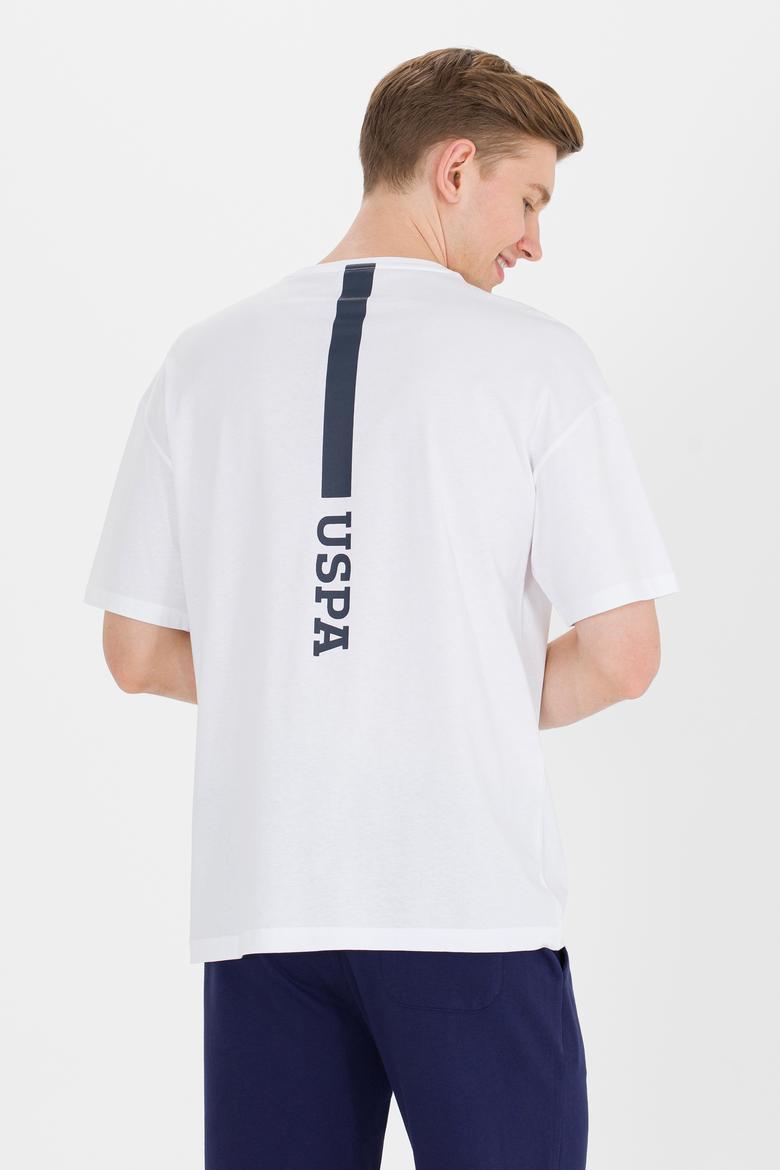 Erkek Beyaz Oversize Bisiklet Yaka Tişört - 50264919020