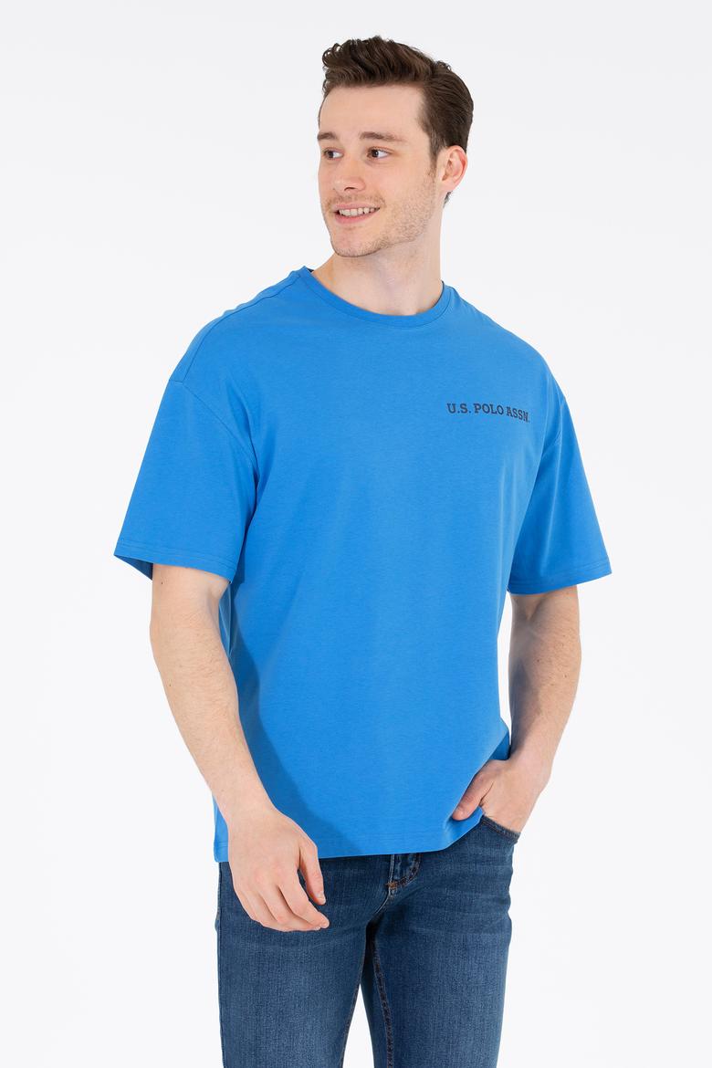 Erkek Saks Oversize Bisiklet Yaka Tişört - 50264919010