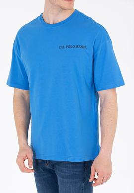 Erkek Saks Oversize Bisiklet Yaka Tişört - 50264919010