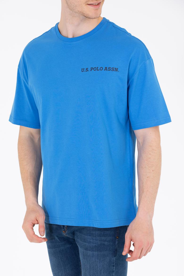 Erkek Saks Oversize Bisiklet Yaka Tişört - 50264919010