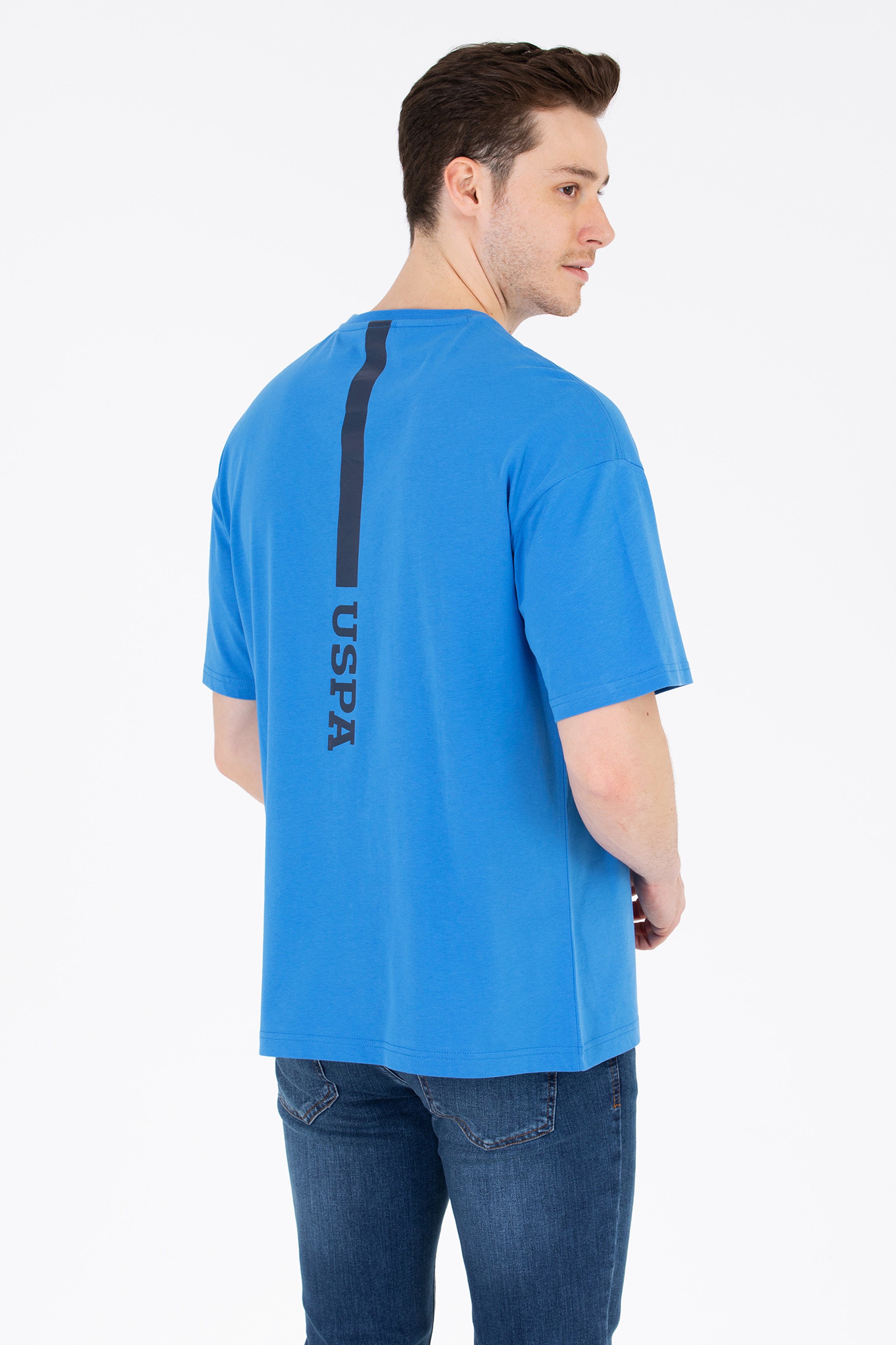 Erkek Saks Oversize Bisiklet Yaka Tişört - Image 2