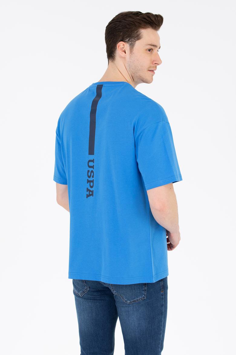 Erkek Saks Oversize Bisiklet Yaka Tişört - 50264919010