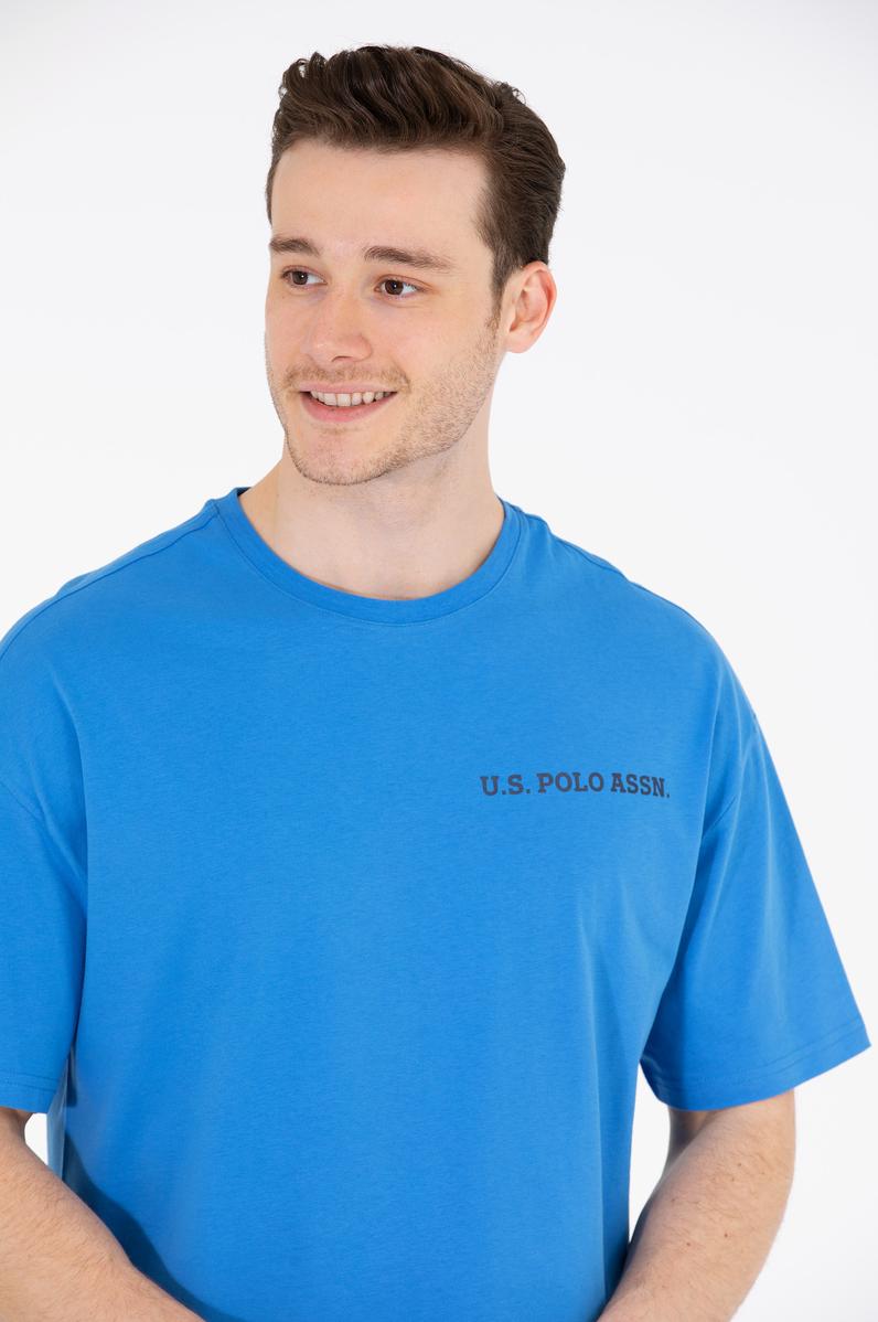 Erkek Saks Oversize Bisiklet Yaka Tişört