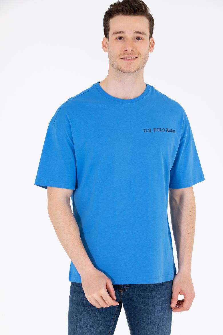 Erkek Saks Oversize Bisiklet Yaka Tişört - 50264919010