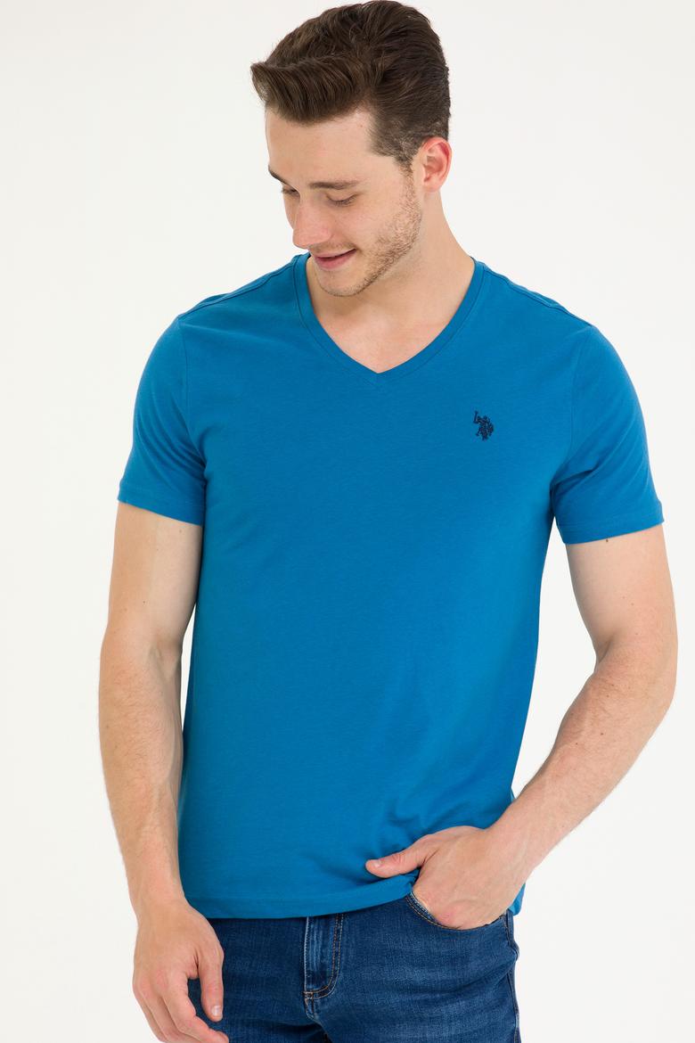 Erkek Petrol Basic V Yaka Tişört
