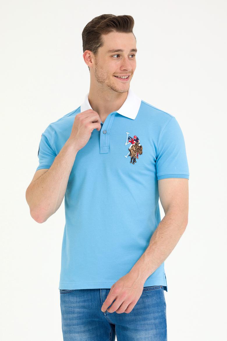 Erkek Turkuaz Basic Polo Yaka Tişört