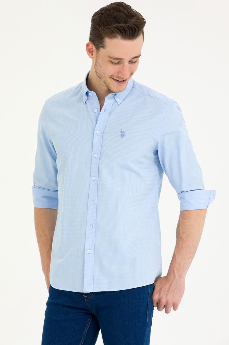 Erkek Açık Mavi Uzun Kollu Gömlek